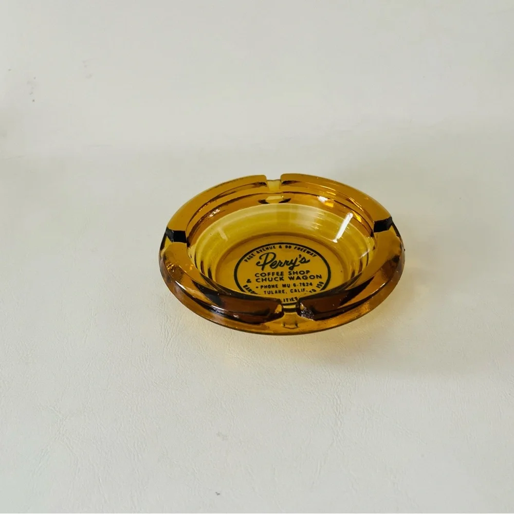 Perry's Amber Glass Ashtray